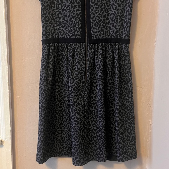 ann taylor loft • black& gray knit short sleeve leopard cheetah print mini dress - Picture 9 of 17